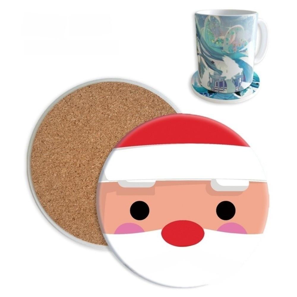 Reindeer Christmas Santa Coasters Heat-Resistant Coffee Cup Mat Snowman Ceramics Kitchen