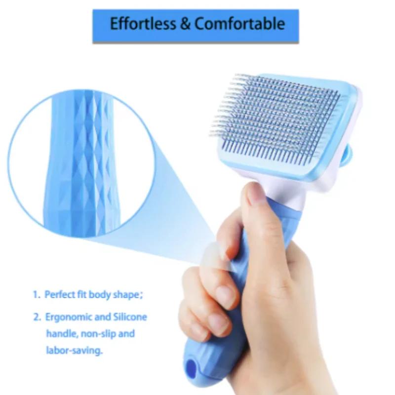 Self-Cleaning Pet Slicker Brush Dog Cat Grooming Brush Removes Loose Undercoat Tangled Hair Shedding Comb