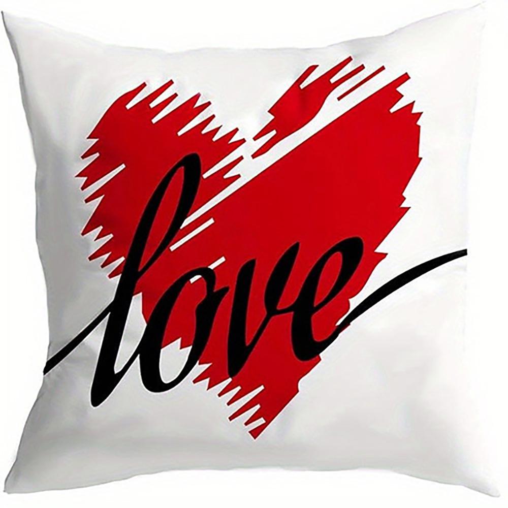 Red Hearts Pillowcase with White HeartsSuitable for Sofa Car Bedroom Decorative Cushion Cover Pillow Cover