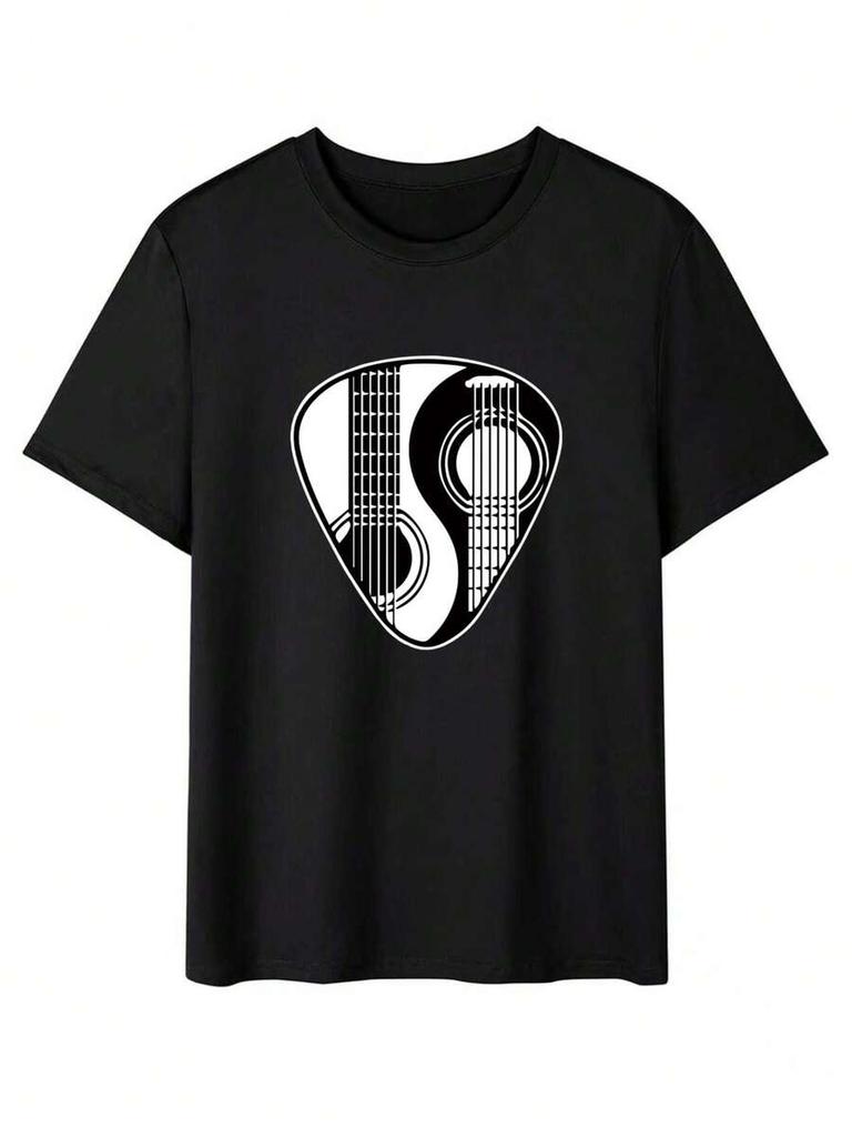 Unisex's Yin & Yang Guitar Print T-Shirt
