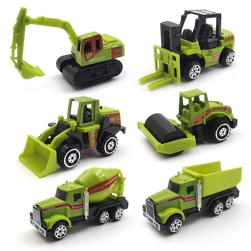 6Pcs/Set Educational Toys Alloy Plastic Engineering Truck Car Construction Model Vehicle Loader Tractor Excavator For Kid Gifts