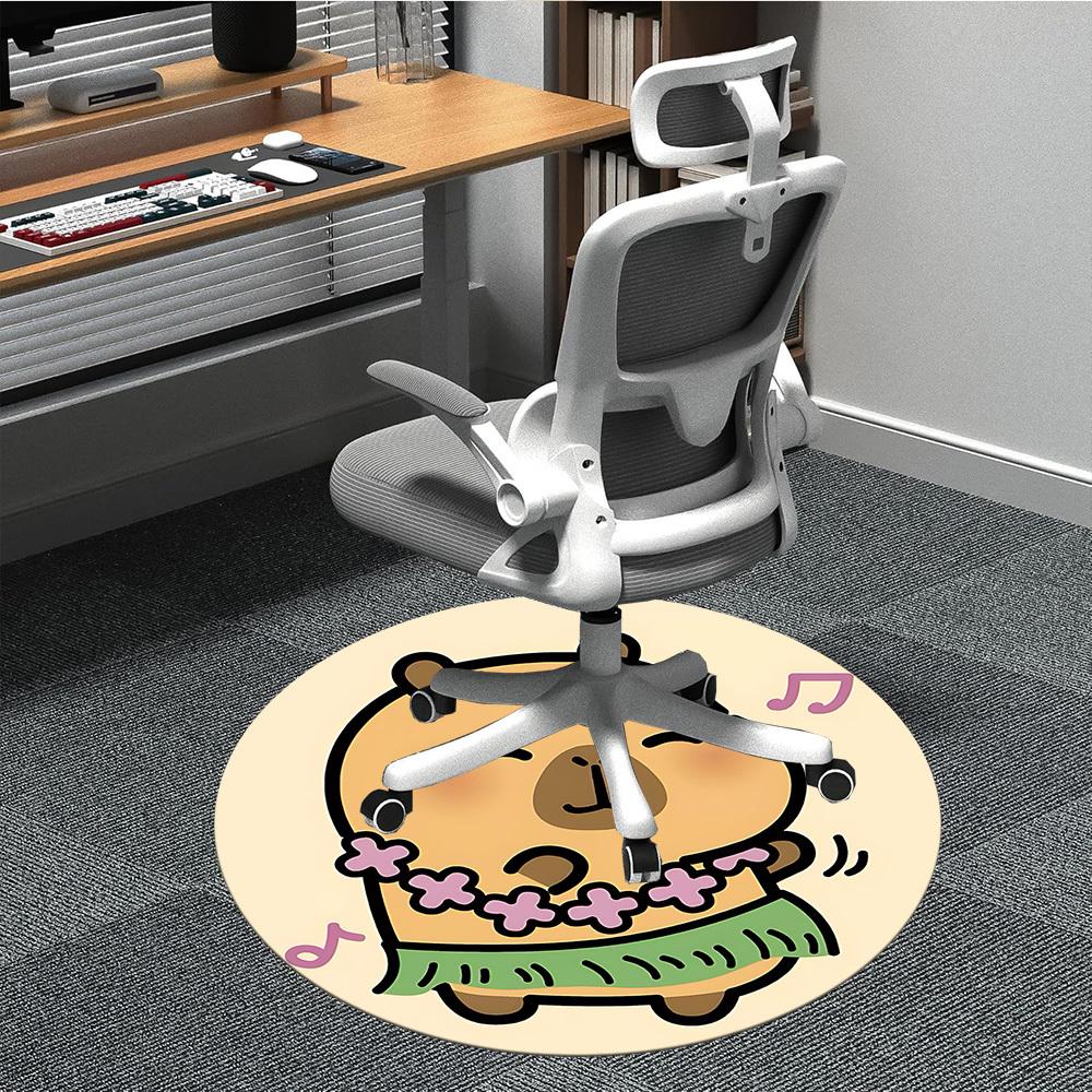 

1pc Capybara Hula skirt Chair Carpet for Office Non-Slip, Machine Washable Rug for Office, Room - Polyester, Machine Made yy251029203 80cm by 80cm