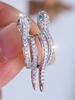 Cute Female Small White Green Zircon Stone Snake Animal Hoop Earrings Fashion Silver Color Wedding  For Women