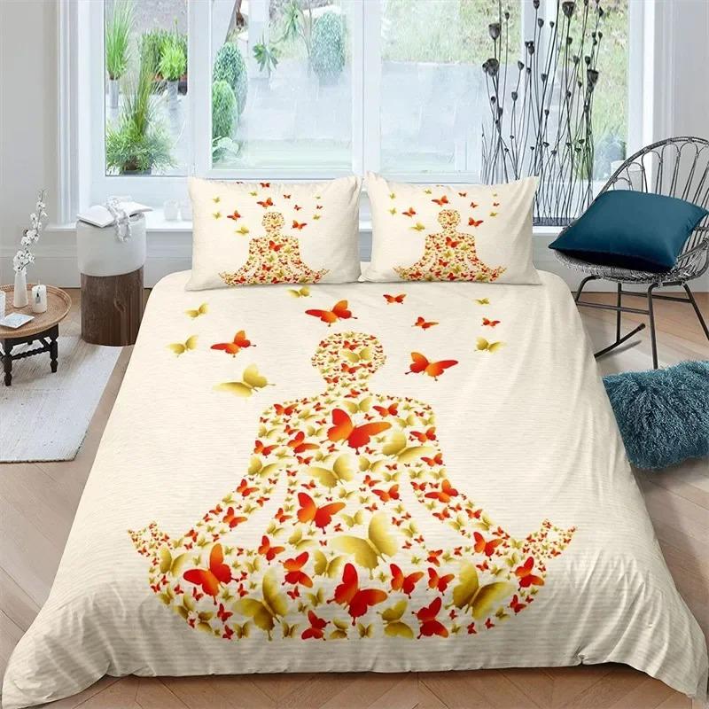 Bohemian Chakra Meditation Duvet Cover Relax Theme Yoga Bedding Set Exotic Mandala Lotus Comforter Cover Full King Bedroom Decor