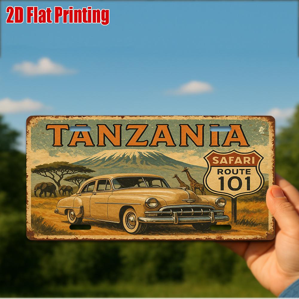 D Flatpc Vintage Metal Sign Only for Decoration Outdoor Wall Art ( )TANZANIA Aluminum Sign Retro Travel Decor
