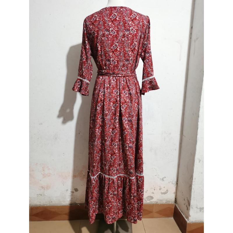 Women's Summer Hollow Lace V-Neck Half Sleeve Tie Dresses