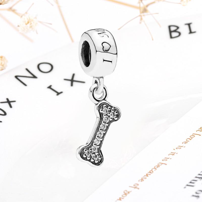 DIY Sparkling Paw Print Charm Beads for Pet Cat Dog Bracelets Jewelry Gifts Accessories