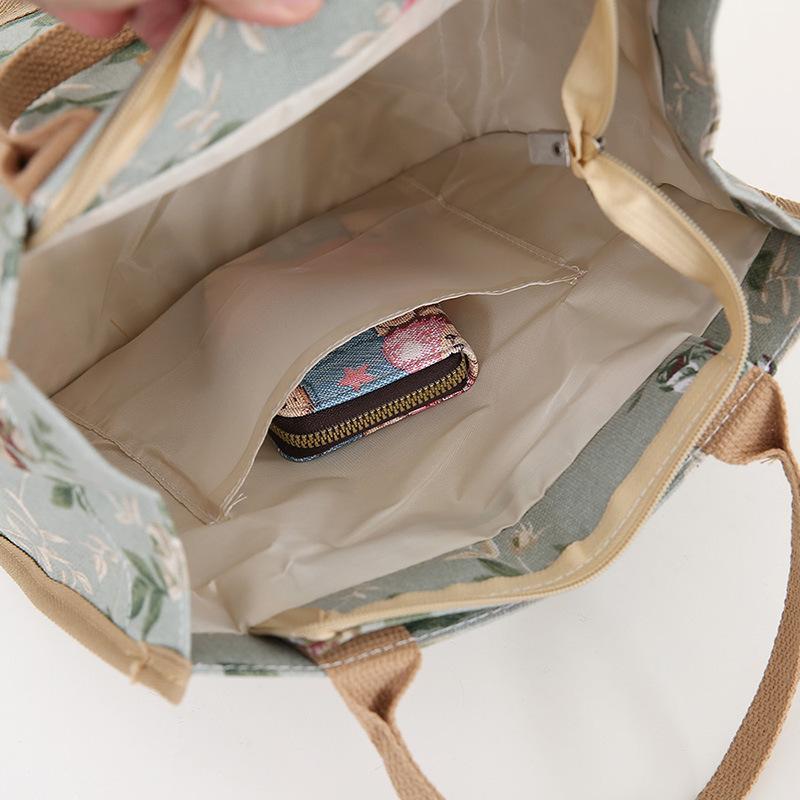 Damska Torba Płócienna Duża Estetyczna Torba na Lunch Outdoorowa Torba Piknikowa Duża Pojemność Przenośna Torebka Torba do Przechowywania Torba na Zakupy dla Mamy Torba na Bento