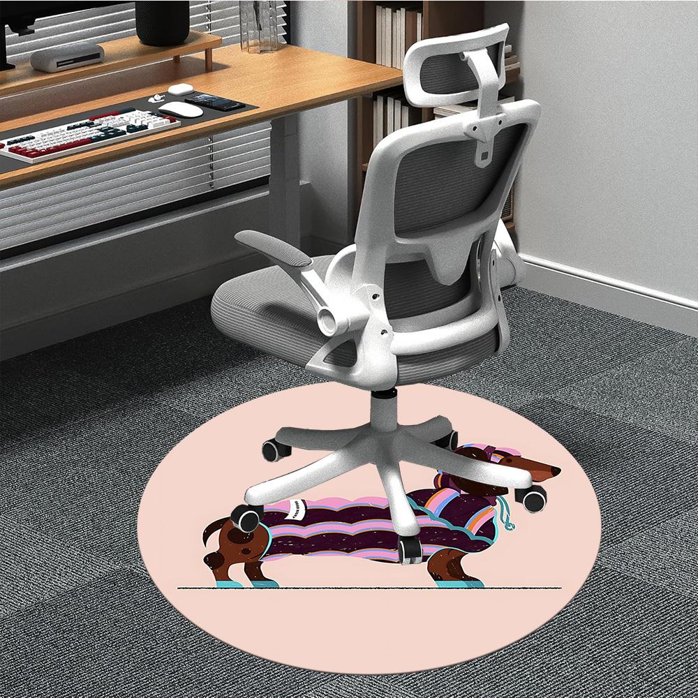 

1pc Dachshund Sweater Office Round Rug, Non-slip, Soft and Durable Office Rug for Interior Decoration, Perfect for Office, Beautiful Decoration yy2603 80cm by 80cm
