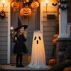32" Light-Up Ghost Candy Bowl Stand Outdoor Glowing Ghost Halloween Decoration Cute Trick or Treat Candy Holder for Front Door Porch Decor
