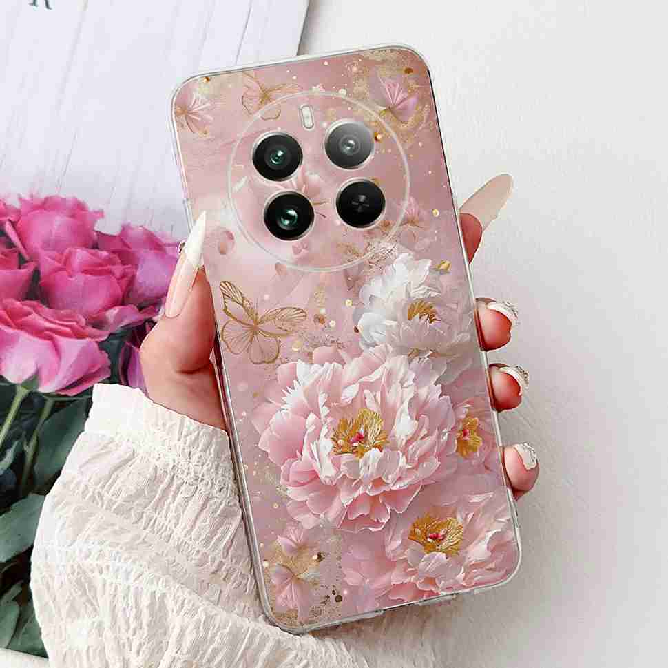 For Realme 12 Pro RMX3842 6.7" Summer Lotus Cute Cat Soft Silicone TPU Cover For Realme 12Pro+ 12Pro Plus RMX3840 Bumper Shell