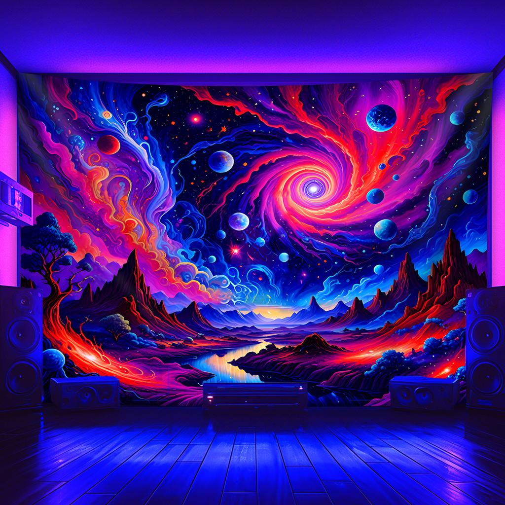 Fantasy Universe Starry Sky Tapestry Neon Galaxy Alien Landscape Wallpaper Decoration Room Decoration