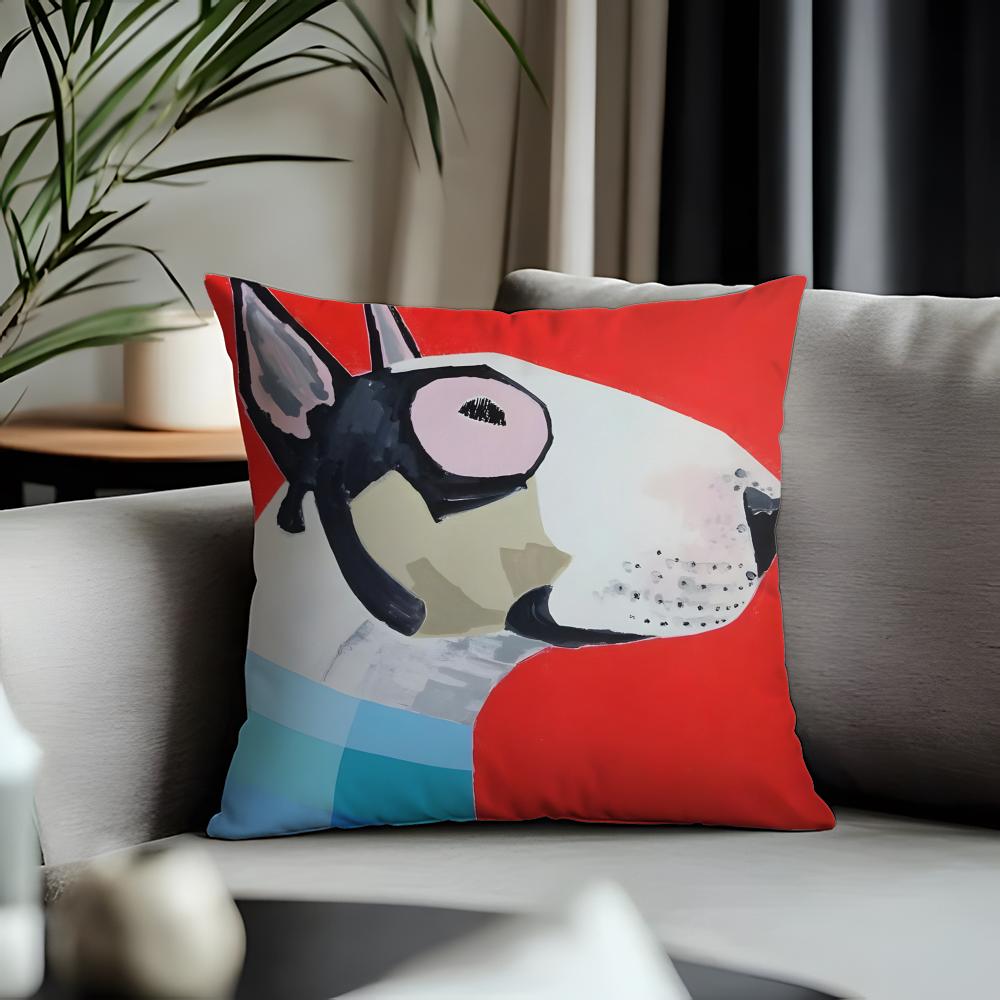 Viral BBull Terriered Cushion Cover Antidustmite Pillowcase Invisible Zipper Silky Short Plush Sofa Cushion Cover