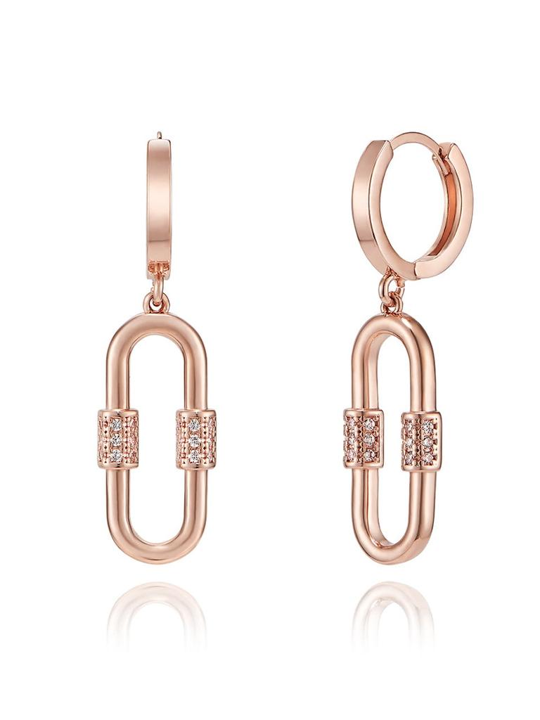 14K Fork Drop One-Touch Earrings (Gold Pin) ELGPEE439