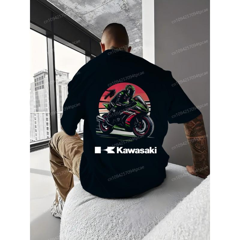 Logo Kawasaki 2025 nové pánské tričko motocyklové streetové oblečení adventure ultimate sports pánský top high-end