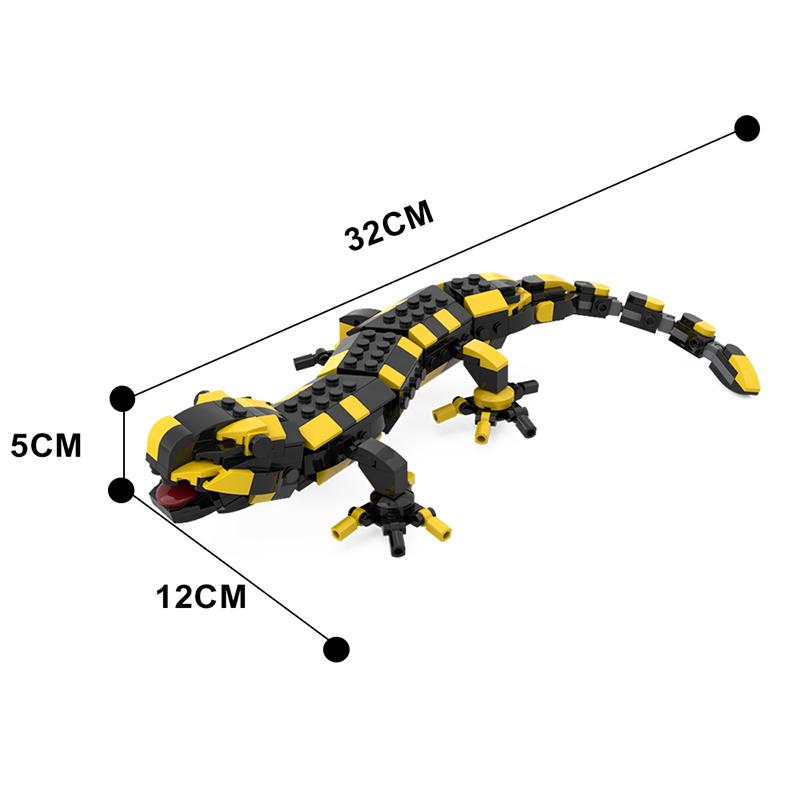 MOC Feuersalamander Bausteine Set Ein Beliebtes Reptil Farbe Kleiner Dinosaurier Idee Tier Bausteine Spielzeug Für Kinder Kinder Geschenke