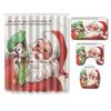 3D Printed Christmas Waterproof Shower Curtain Toilet Four-Piece Combination Set Household Doormat Floor Mat Carpet