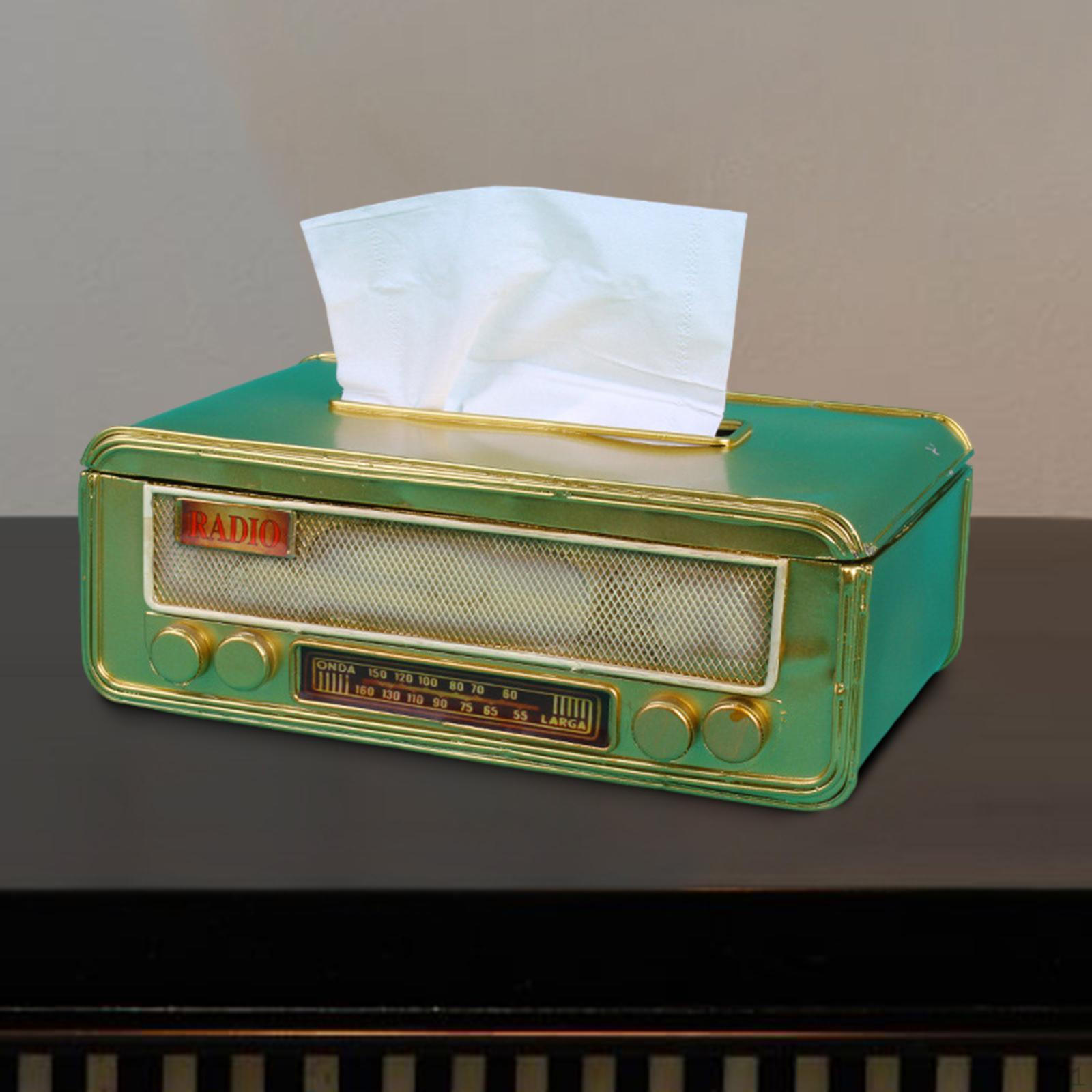 

Крышка для коробки с салфетками в форме радиоприемника, держатель для лица, симпатичный чехол для салфеток для ресторана, бара золотой