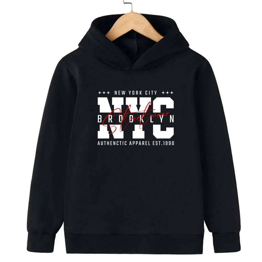 New York Jungen und Mädchen Hoodies Herbst/Winter Hoodies Langarm Klassische Lässige Minimalistische Jacken Kinder Buchstaben Hoodies