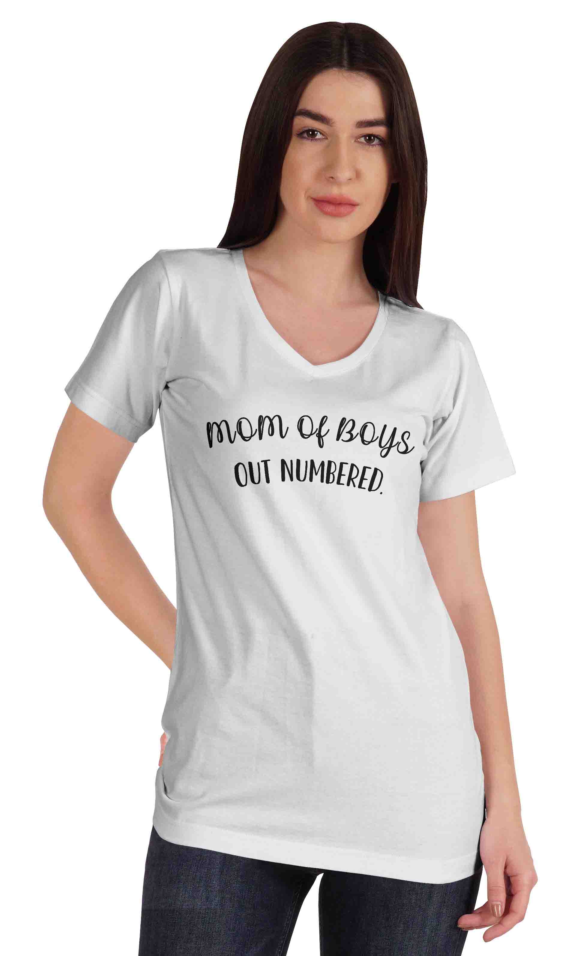 

Inkmeso Mom Of Boys Out Numbered Women Tee Tops Mother s Day Gift Cotton XXL білий