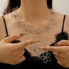 Elegant Hollow Floral Earrings Necklace Set Women Alloy Jewelry Minimalist Chic Accessories