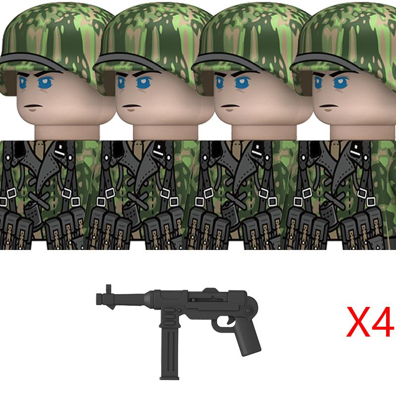 WK2 Frühling Camouflage Soldat Militär Armee Bausteine Infanterie Figuren Helm Militärische Waffen Steine Spielzeug Kinder