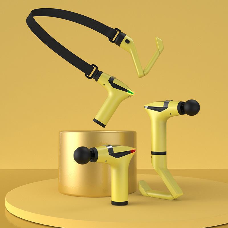 Extended Handle Variable Frequency Muscle Massage Gun with Back Stretching Strap