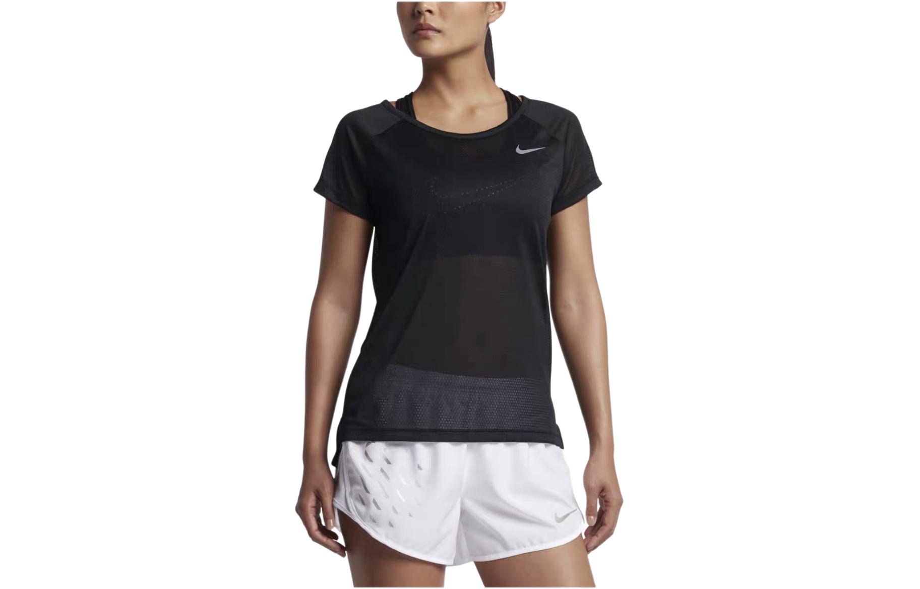 Nike Raglan Sleeve T Shirt Women s Black/Reflective Silver 831781-011 XL
