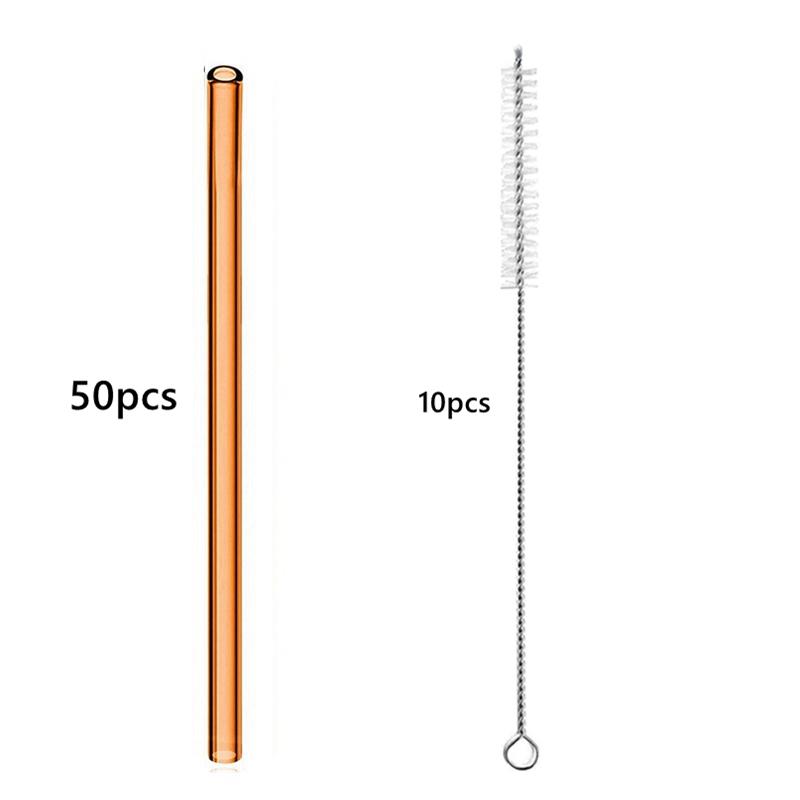 50PCS 20cm Reusable Straws Glass Drinking Straws Multi-color Eco-Friendly Straws for Cocktail Smoothies Bar Accessory Barware