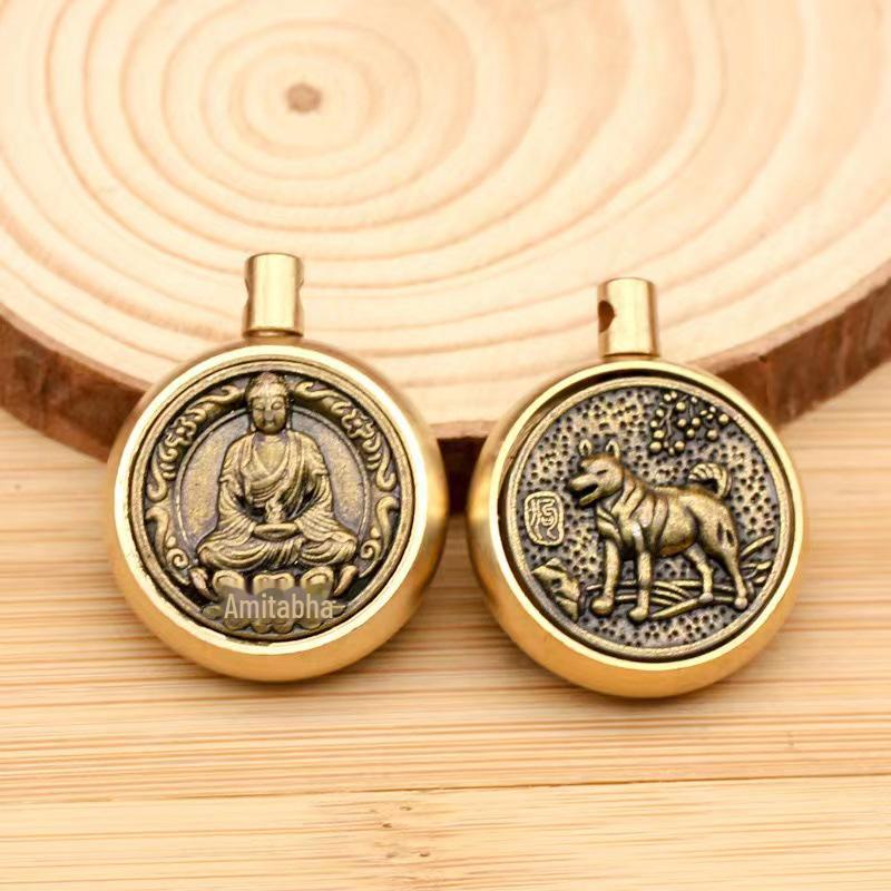 Brass Zodiac Guardian Angel Buddha Keychain Accessory