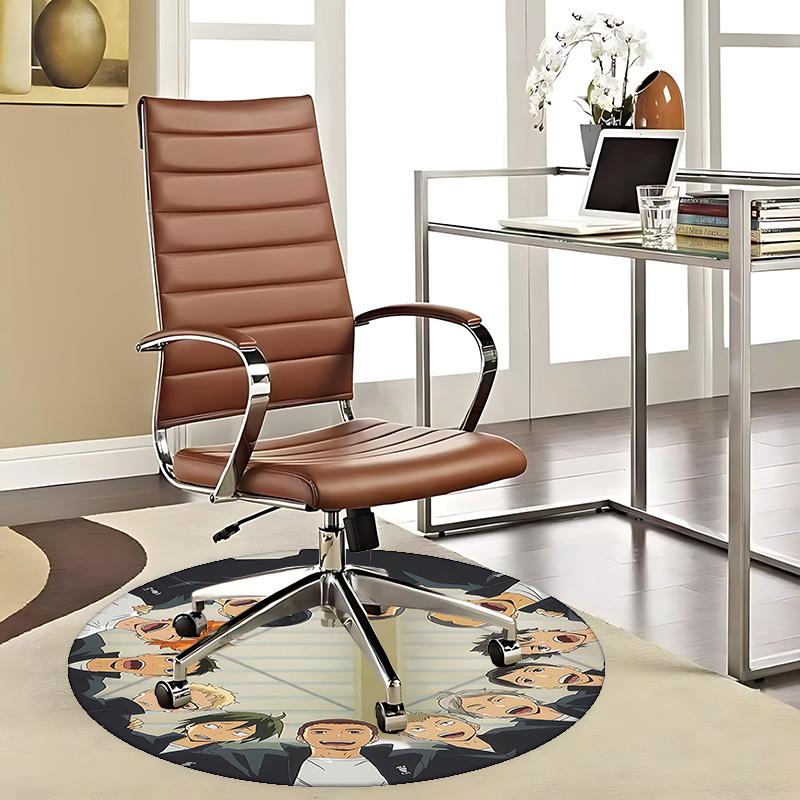 

1pc Haikyuu!! Anime Karasuno Volleyball Team Round Carpet - Office Chair Mat, Non-Slip Rug for Home Decor, Seasonal Gift, Suitable for Office, Living 80cm by 80cm