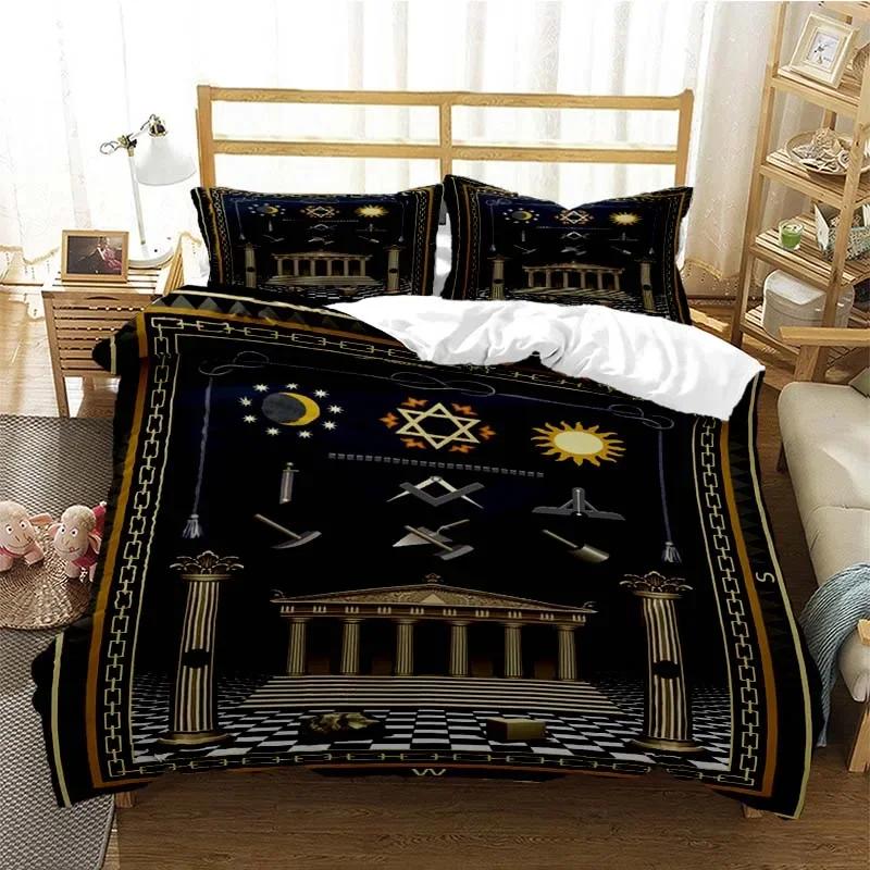 3D Gedrucktes Freimaurer Freimaurer Illuminaten Bettwäscheset Bettbezug Doppel Einzel Voll Queen King Erwachsene Kinder Bettwäsche Steppdeckenbezug