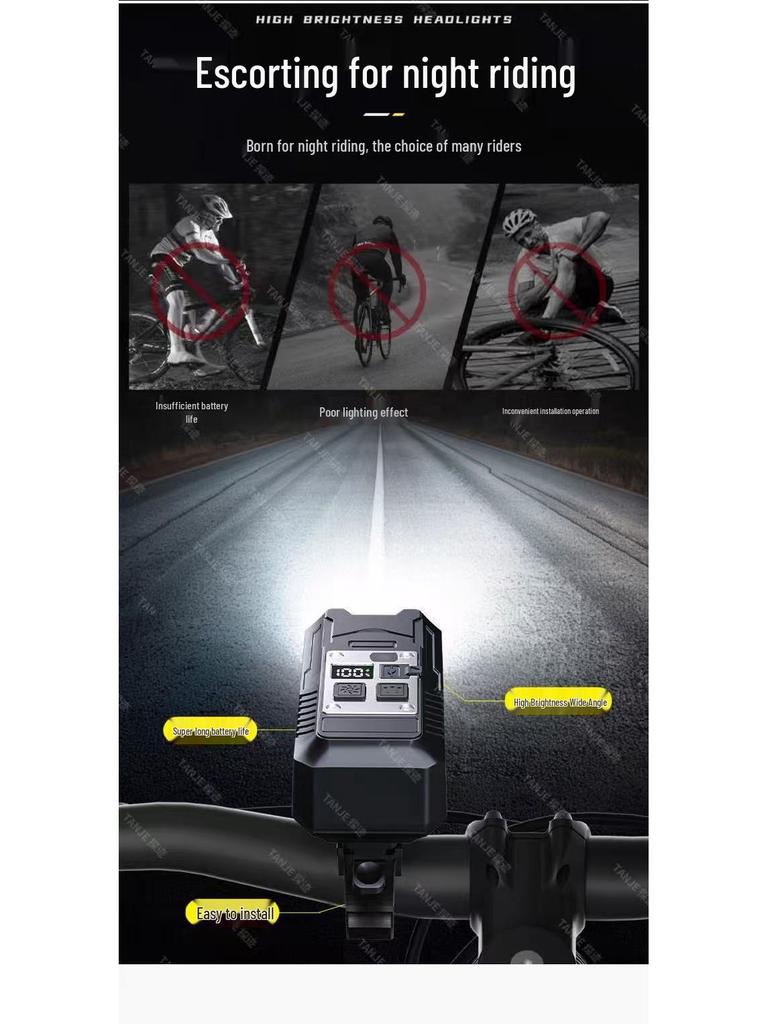 High Power Rechargeable Bicycle Front Light - Quick Release for Night Riding.