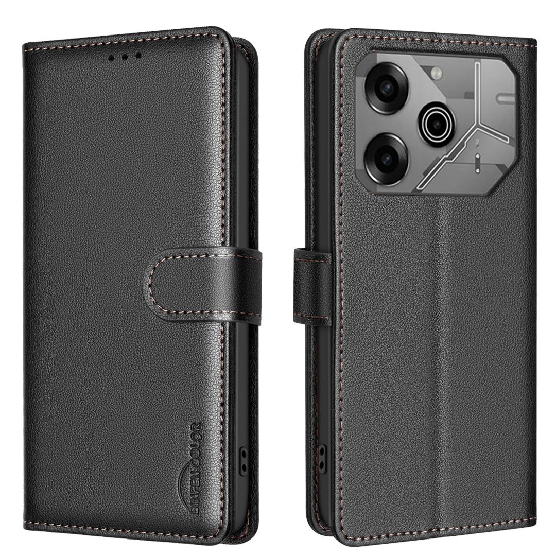 

BINFEN COLOR BF32 For TECNO Pova 6 5G/Pova 6 Pro 5G Litchi Texture Flip Case Leather Phone Cover Black