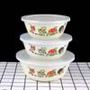 CRAFT WOK  Clear Pattern Enamel Basin Useful Corrosion Resistance with Lid Salad Pasta Enamel Bowl