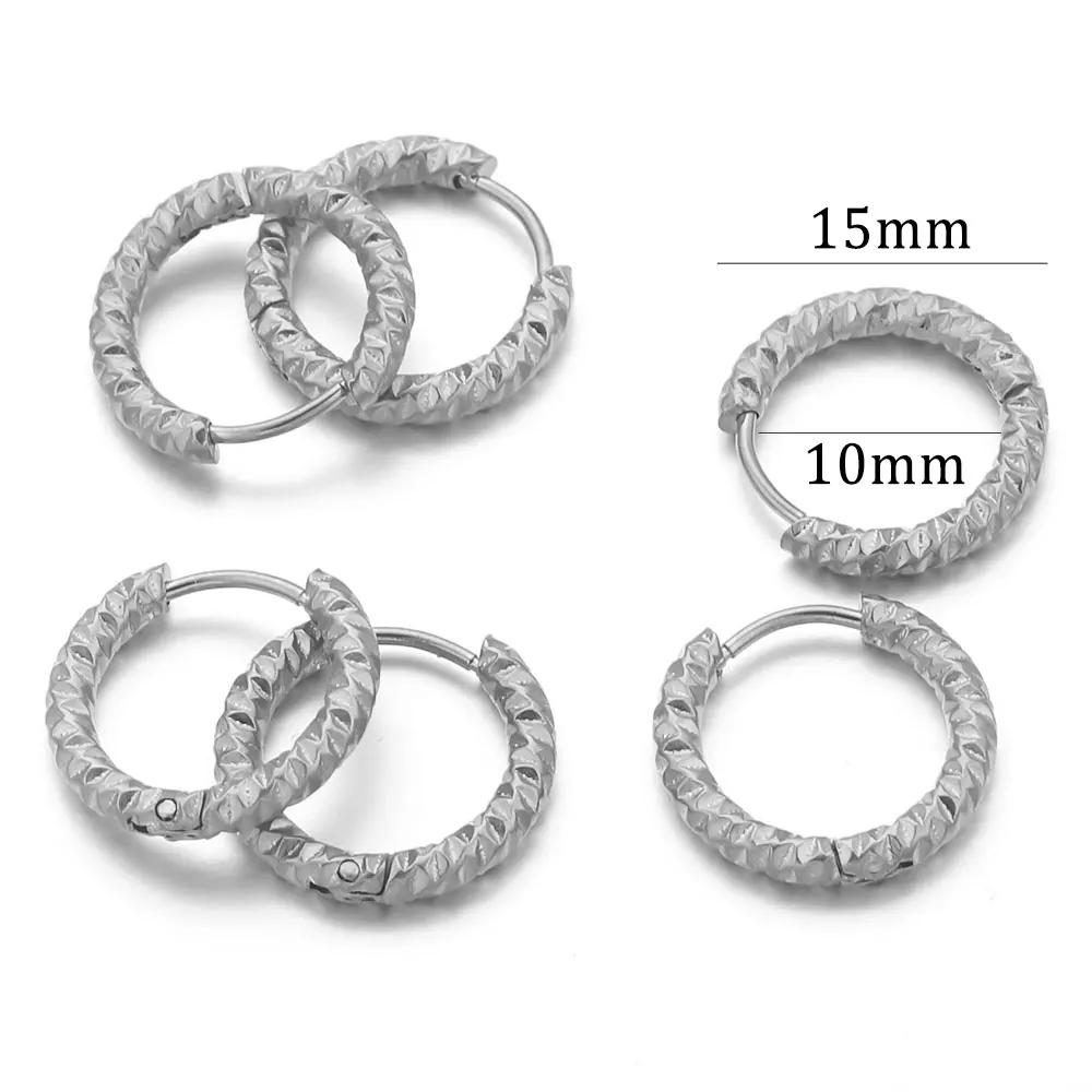 6pcs Stainless Steel Rectangular Textured Earrings Earring Hooks Fittings 18K PVD Gold Plated DIY Jewellery Parts Earrings