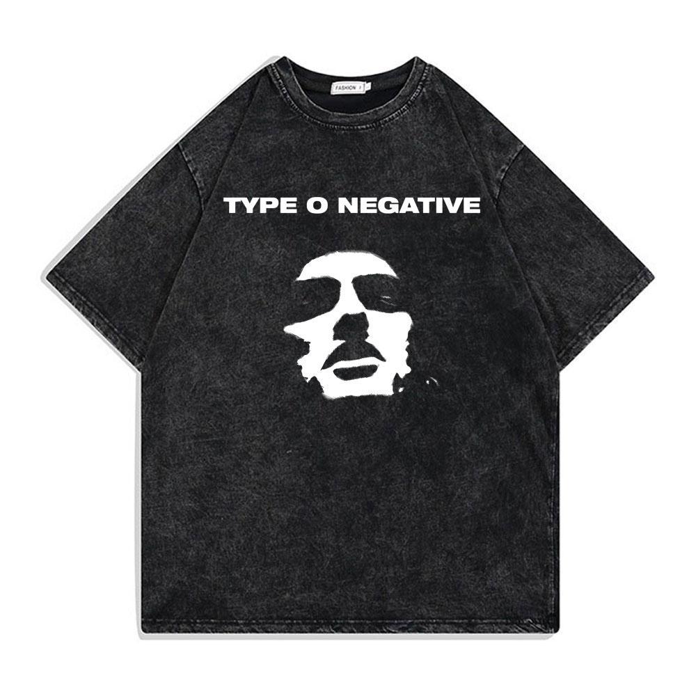 Washed Vintage Rock Band Type O Negative Rip Peter Steele Tribute T Shirt Male Casual Oversized Tshirt Mens Rocker Streetwear