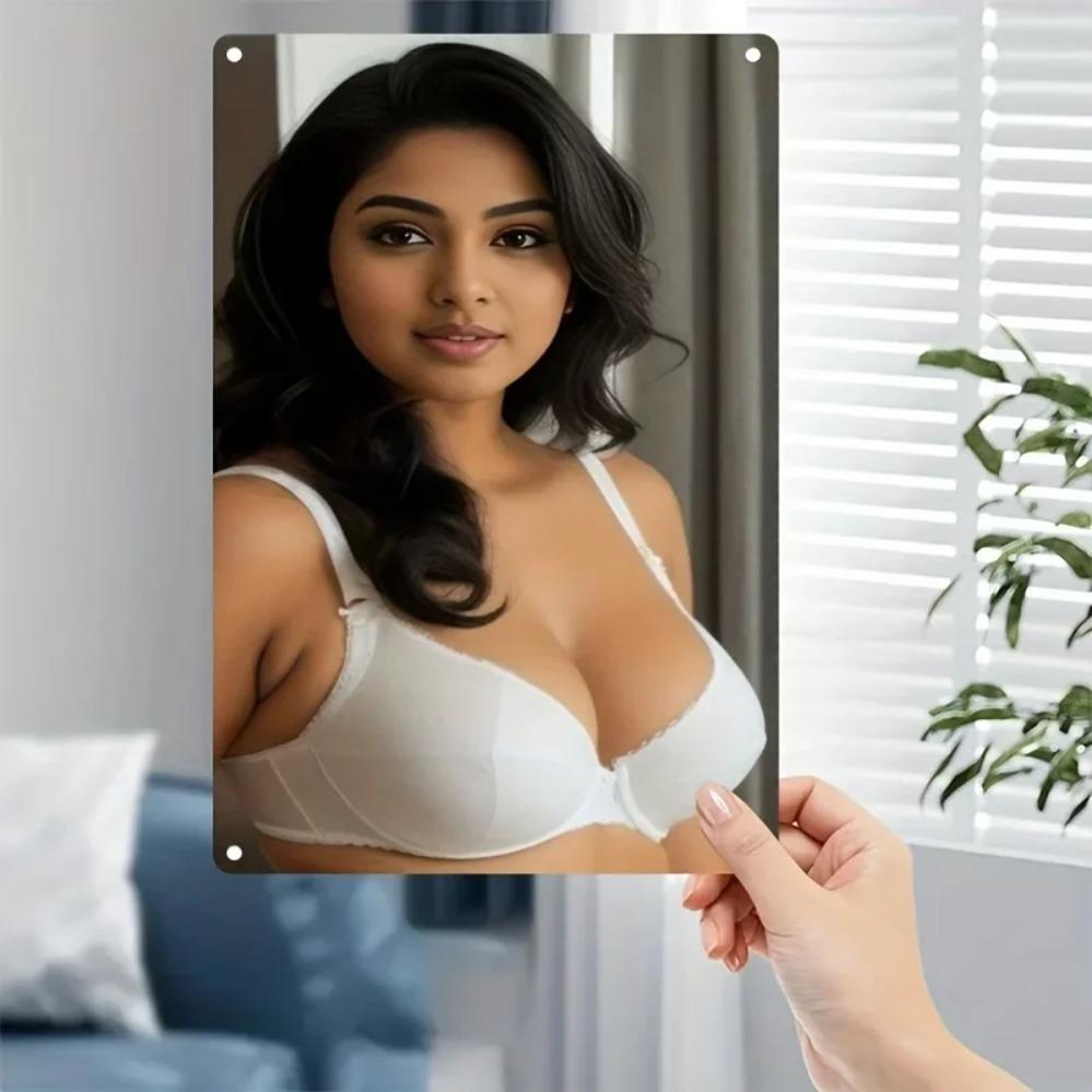 Metal Wall Art Woman Portrait Iron Plaque for Home Bar Cafe Decor Wall Decor