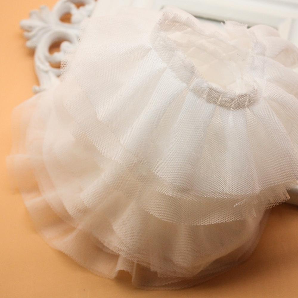 Stretch 5CM Wide Ruffled Lace Fabric Double Layer Pleated Ribbon Trim for Doll Clothes Costume Splicing & DIY Craft Decoration