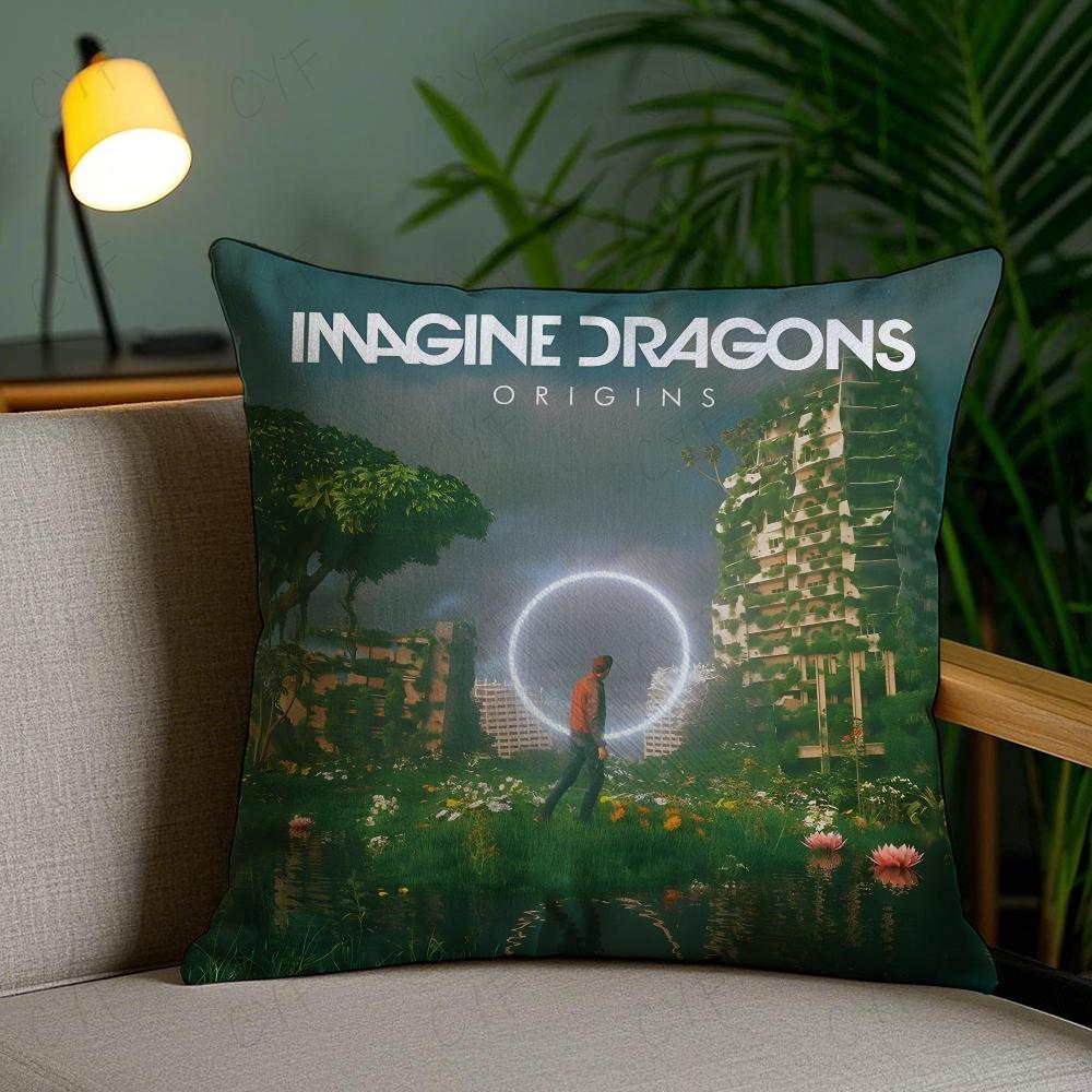 Imagine D-Dragons Band Pillow Case Anti-Dustmite Pillowcase Invisible Zipper Silky Short Plush Sofa Cushion Cover