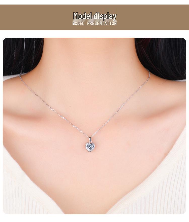 S925 Silver Heart Moissanite Necklace - Elegant Light Luxury Clavicle Accessory for Women