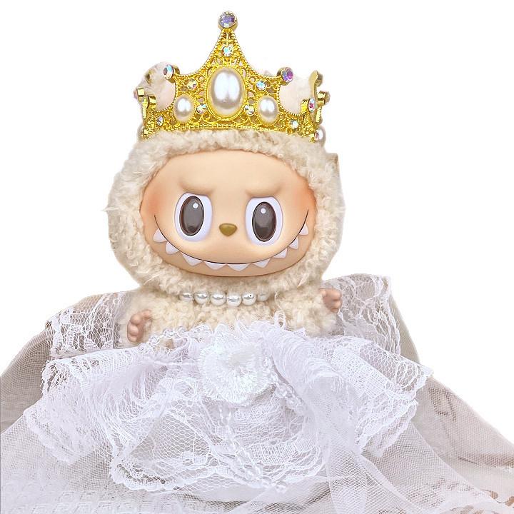 17cm Labubu Doll Formal Wedding Wear: Silicone Couple Suit & Dress - Princess Series