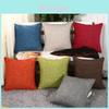 Chic Plain Solid Color Throw Pillow Case For Home Decor Sofa Linen Cotton Cushion Cover
