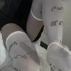 White Kawaii Expression Graffiti Letter Print Long Socks Tight Harajuku Over Knee Thigh High Stockings Y2K Cosplay Cute Socks