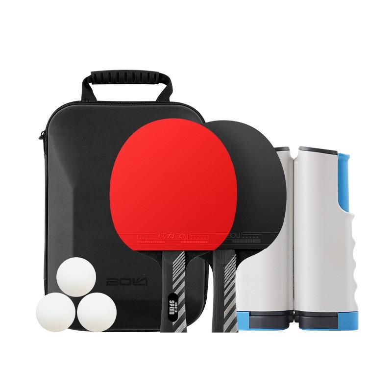 Professional Table Tennis Racket Set With 2 Paddles 3 Balls Net Stand - 7-Ply Wooden Blade Double Inverted Rubber