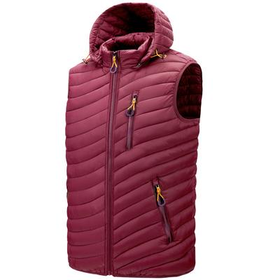 Roupas de outono e inverno zíper bolso cavado com capuz colete casual roupas de algodão leve homens