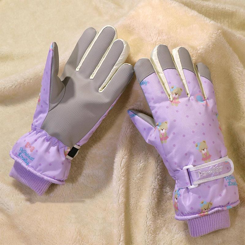 Women’s Winter Bear Windproof Ski Gloves – Warm, Thick, Touchscreen-Compatible, Fleece-Lined