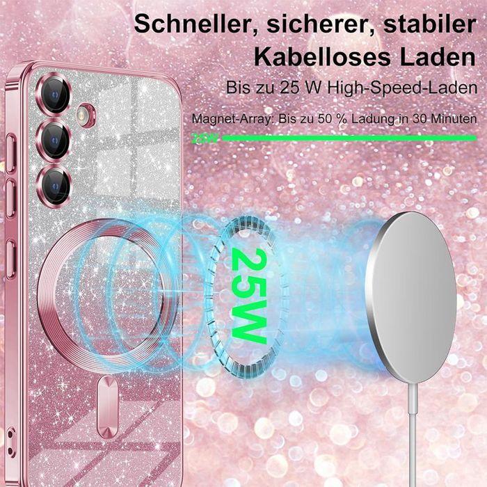 Hülle für Samsung Galaxy A57 5G, Glitzer-Silikon-Schutz mit Magnetkreis - Rosa