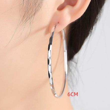 925 Sterling Silver Big Circle Stud Earrings for Women New Fashion Exaggerated Party Jewelry Gifts Prevent Allergy