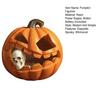 Halloween Pumpkin Sculpture with Light Spooky Pumpkin Figurine with Skull Resin Table Ornament for Home Office Decor